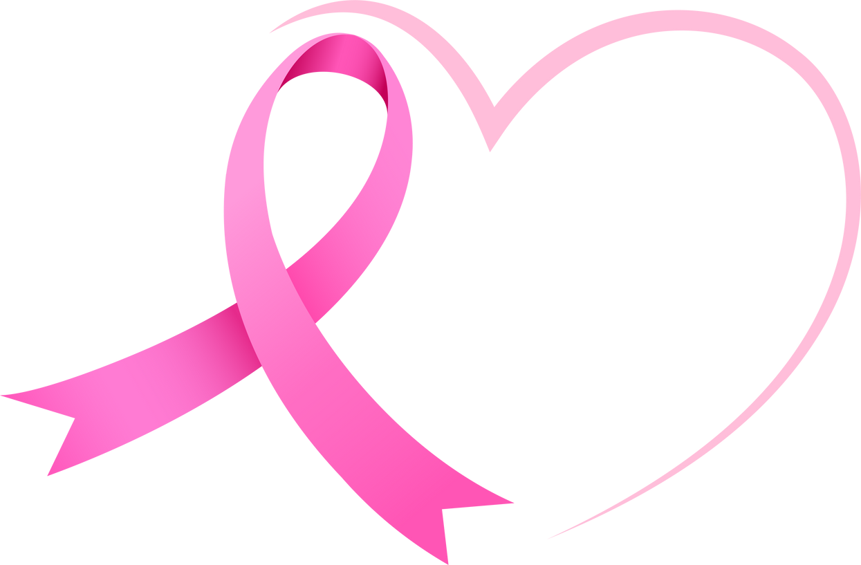 Pink ribbon symbol with heart. Breast Cancer Awareness Month.